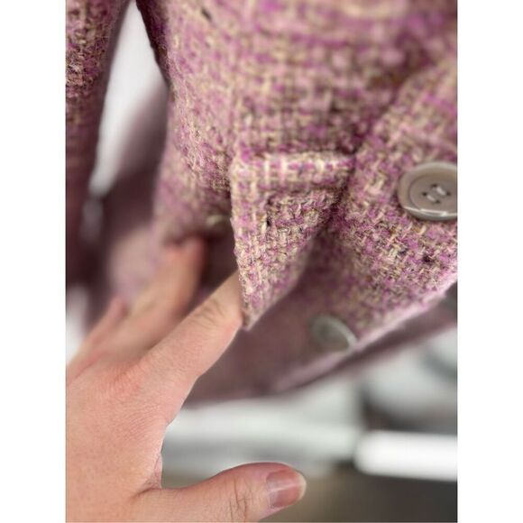 COACH SIGNATURE Pink Boucle Wool Mohair Coat Women’s Size 10 - Picture 8 of 15